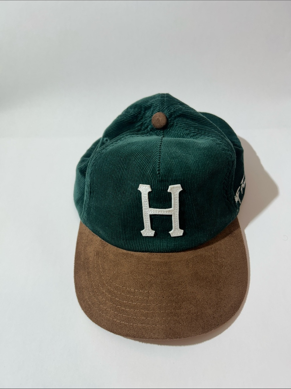 HUF Green & Brown Corduroy Baseball Cap with White 'H' Patch